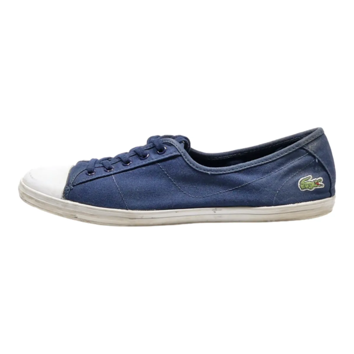 LACOSTE Low Top Trainers Blue Canvas Womens UK 7