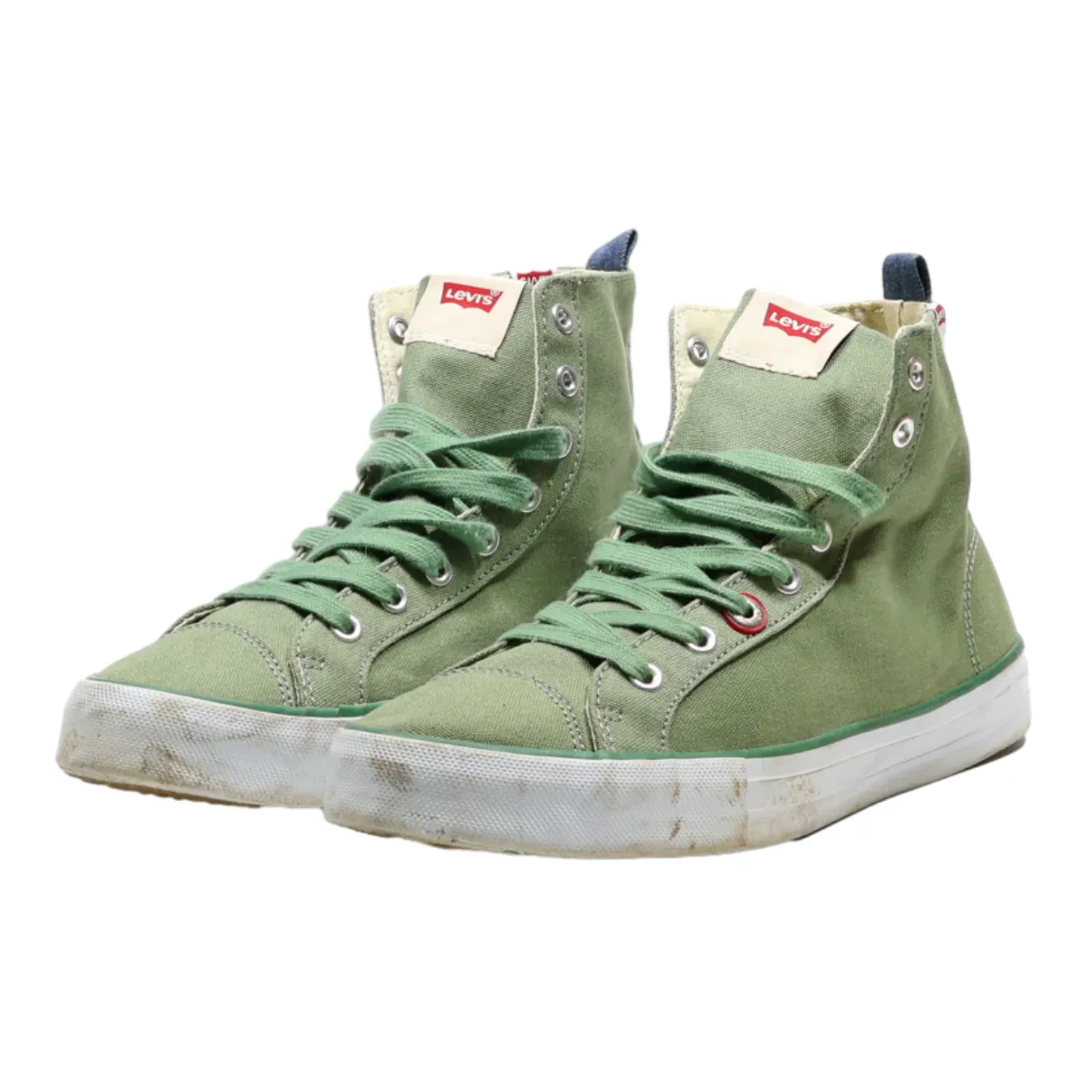 LEVI'S High Top Trainers Green Canvas Mens UK 8