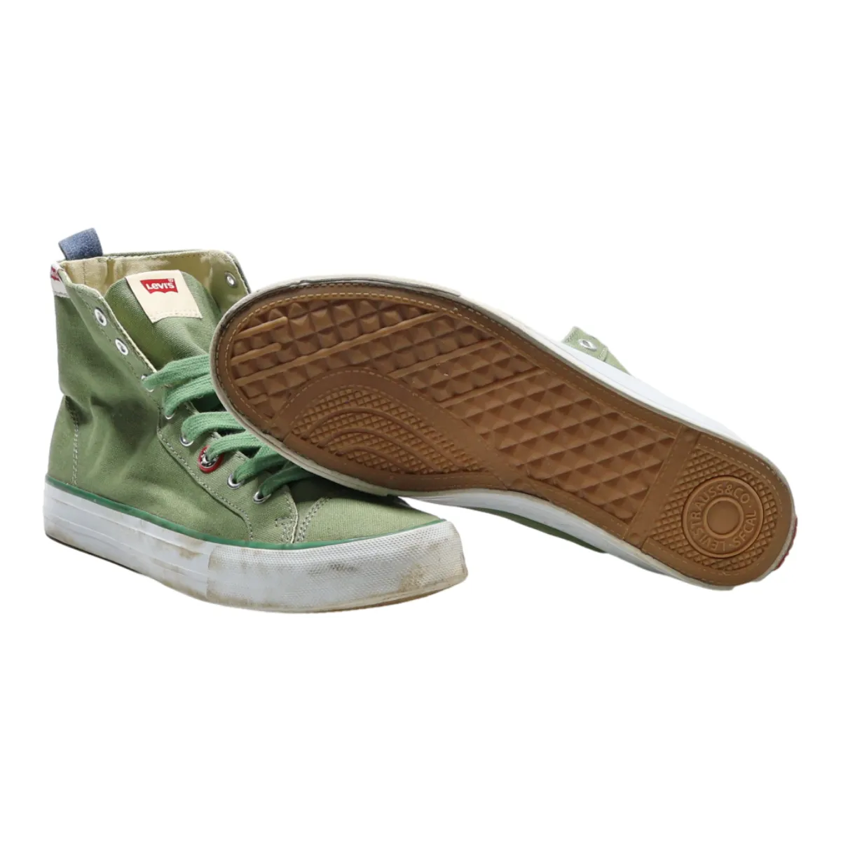 LEVI'S High Top Trainers Green Canvas Mens UK 8
