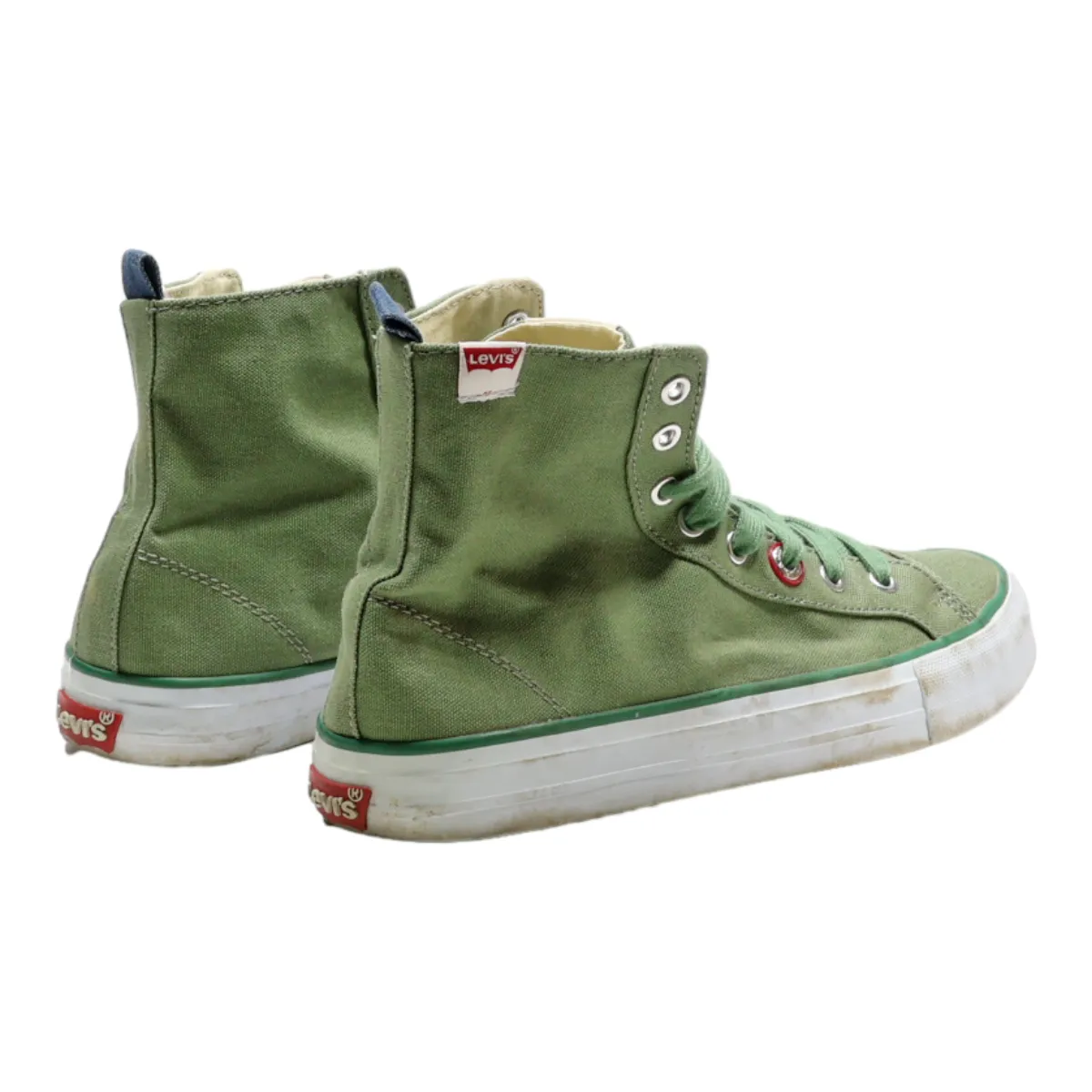 LEVI'S High Top Trainers Green Canvas Mens UK 8