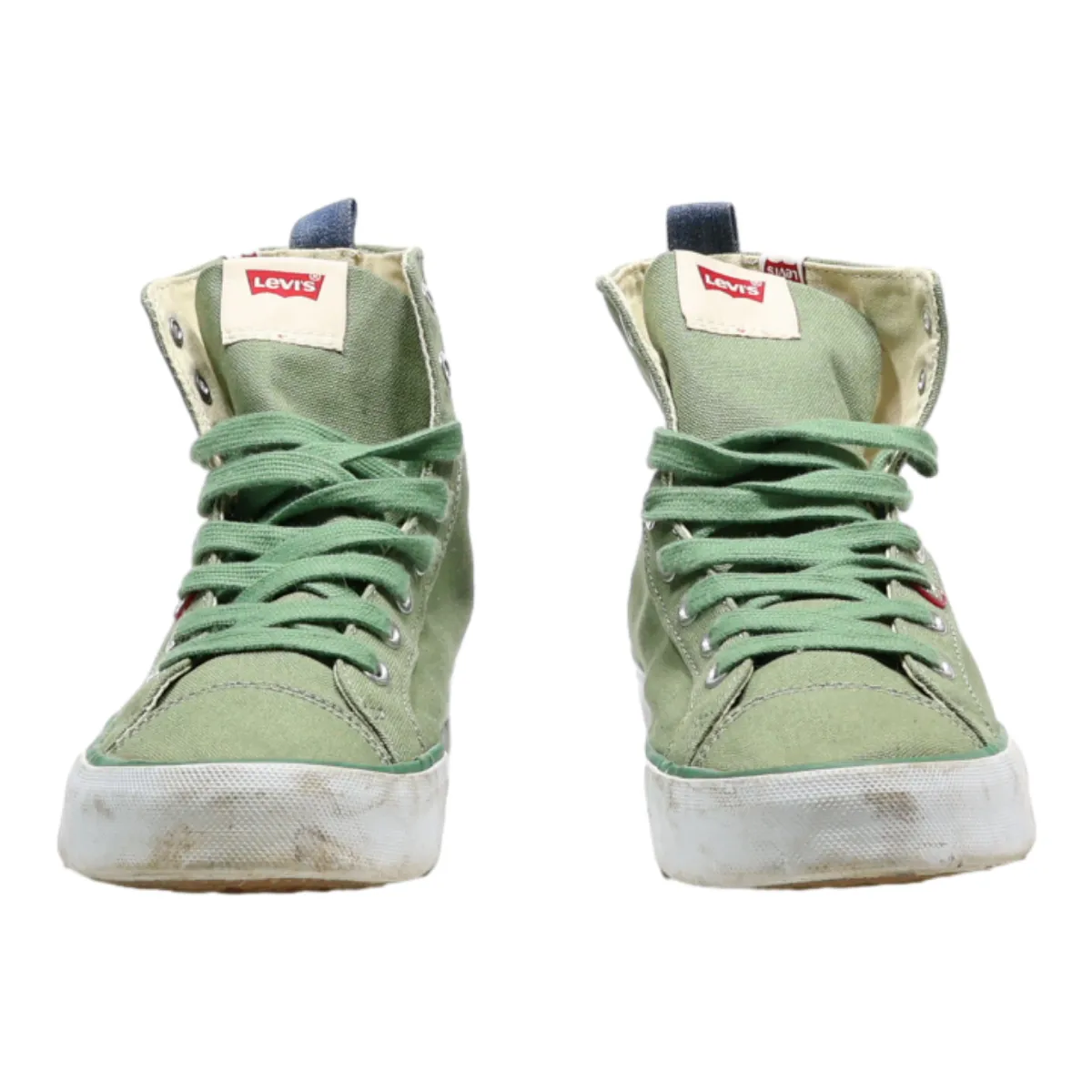 LEVI'S High Top Trainers Green Canvas Mens UK 8