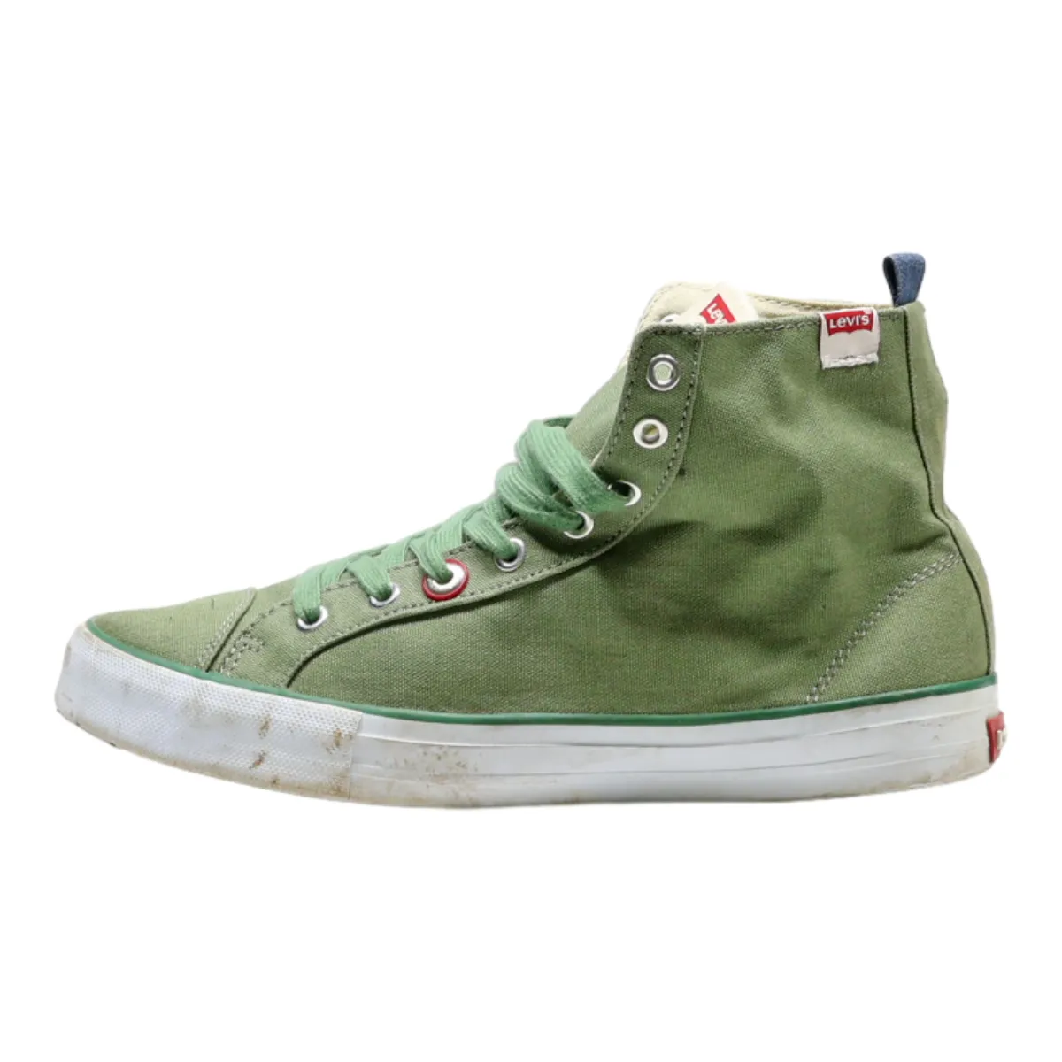 LEVI'S High Top Trainers Green Canvas Mens UK 8