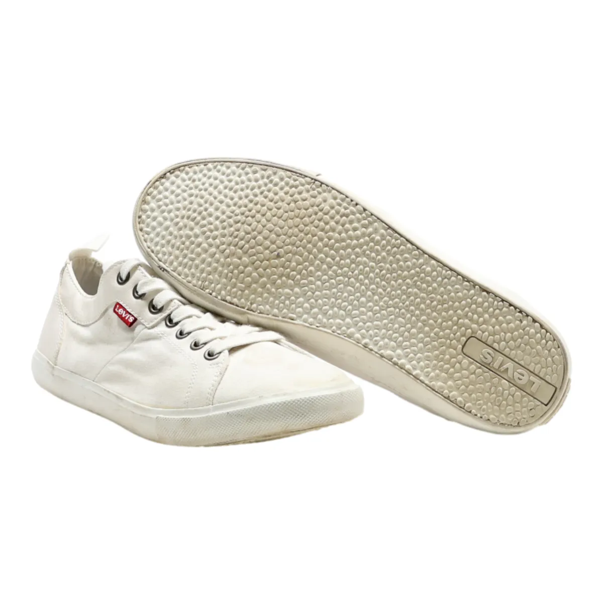 LEVI'S Low Top Trainers White Canvas Mens UK 6.5