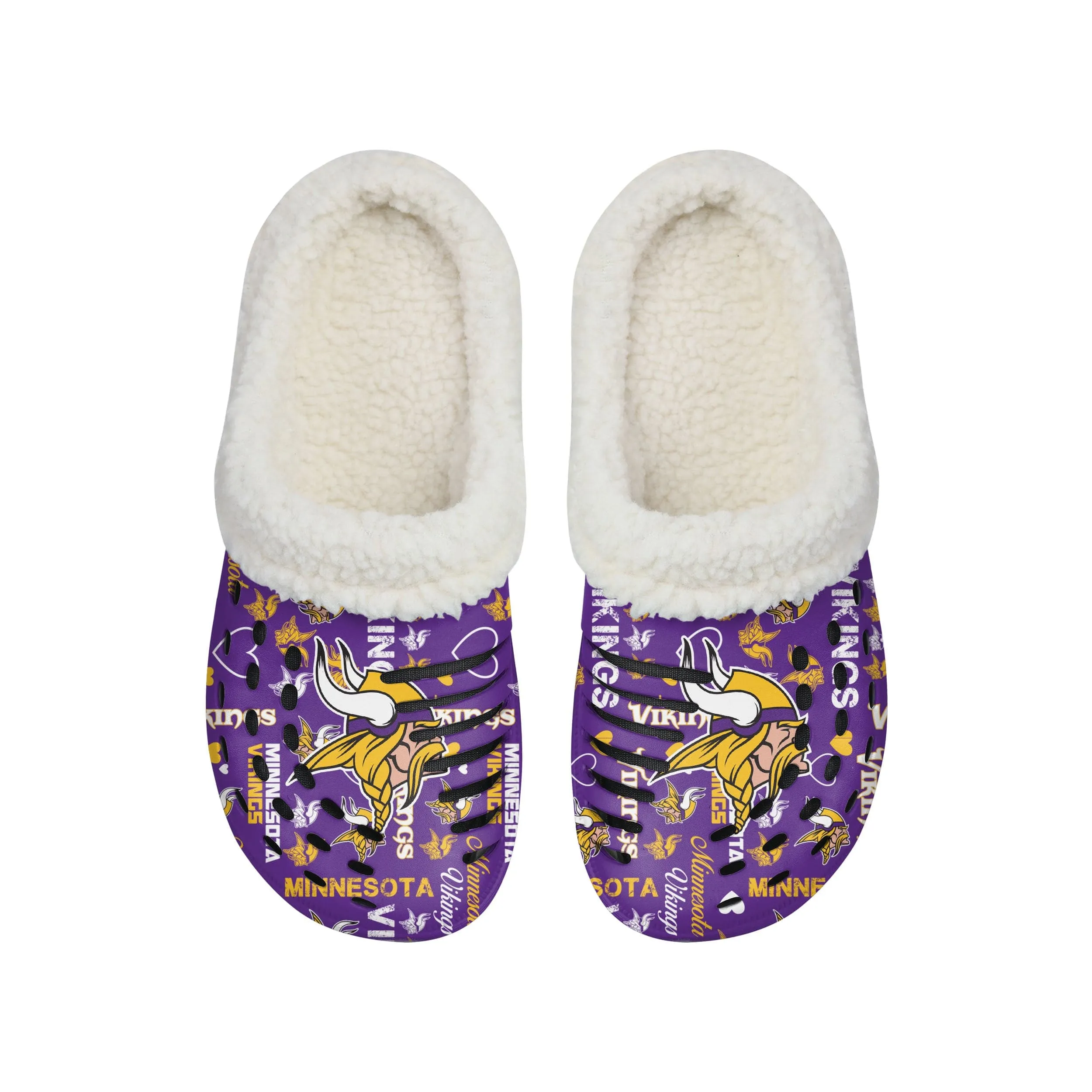 Minnesota Vikings NFL Womens Sherpa Lined Logo Love Clog