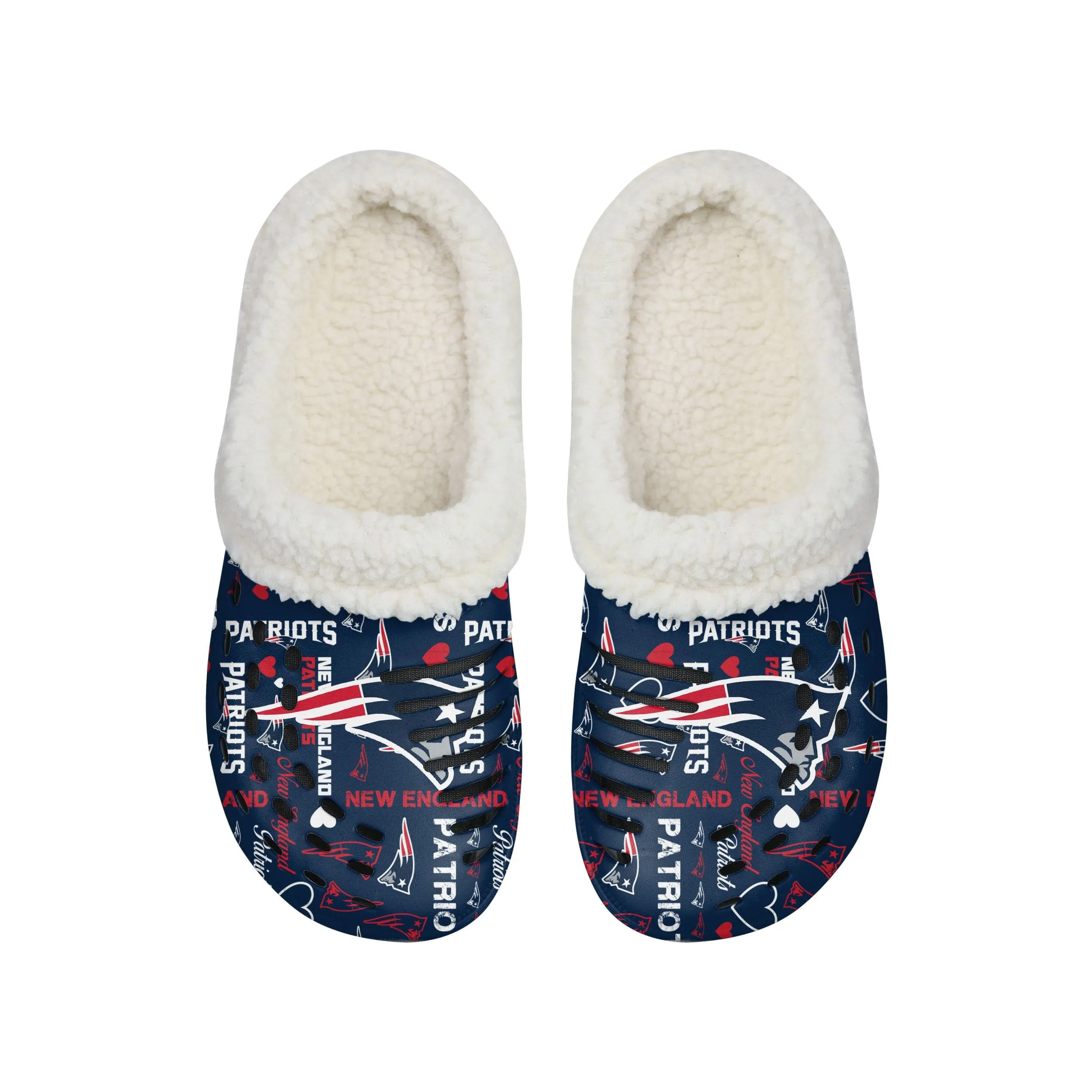New England Patriots NFL Womens Sherpa Lined Logo Love Clog