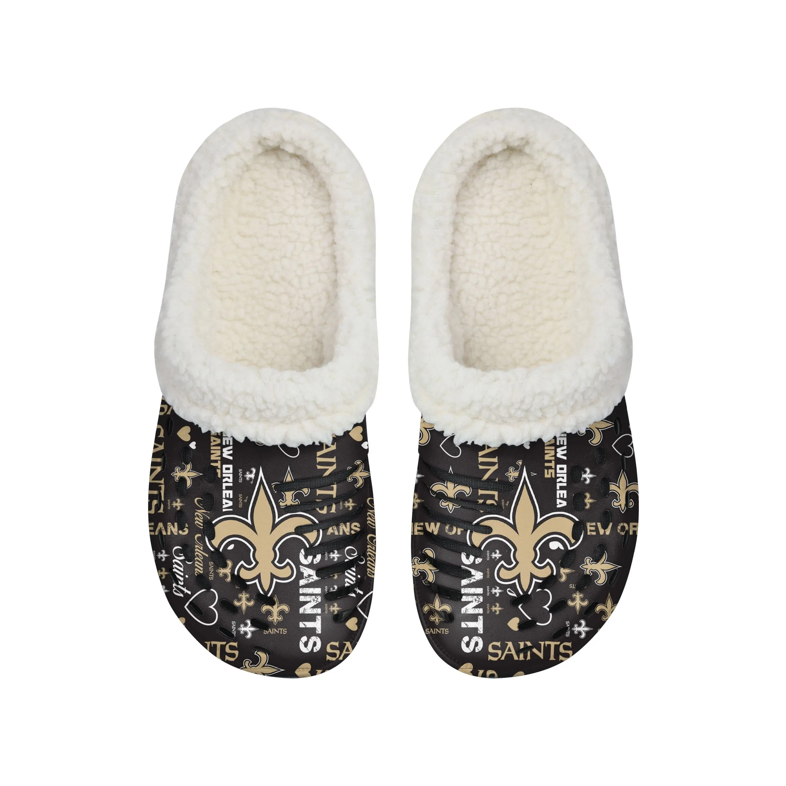 New Orleans Saints NFL Womens Sherpa Lined Logo Love Clog