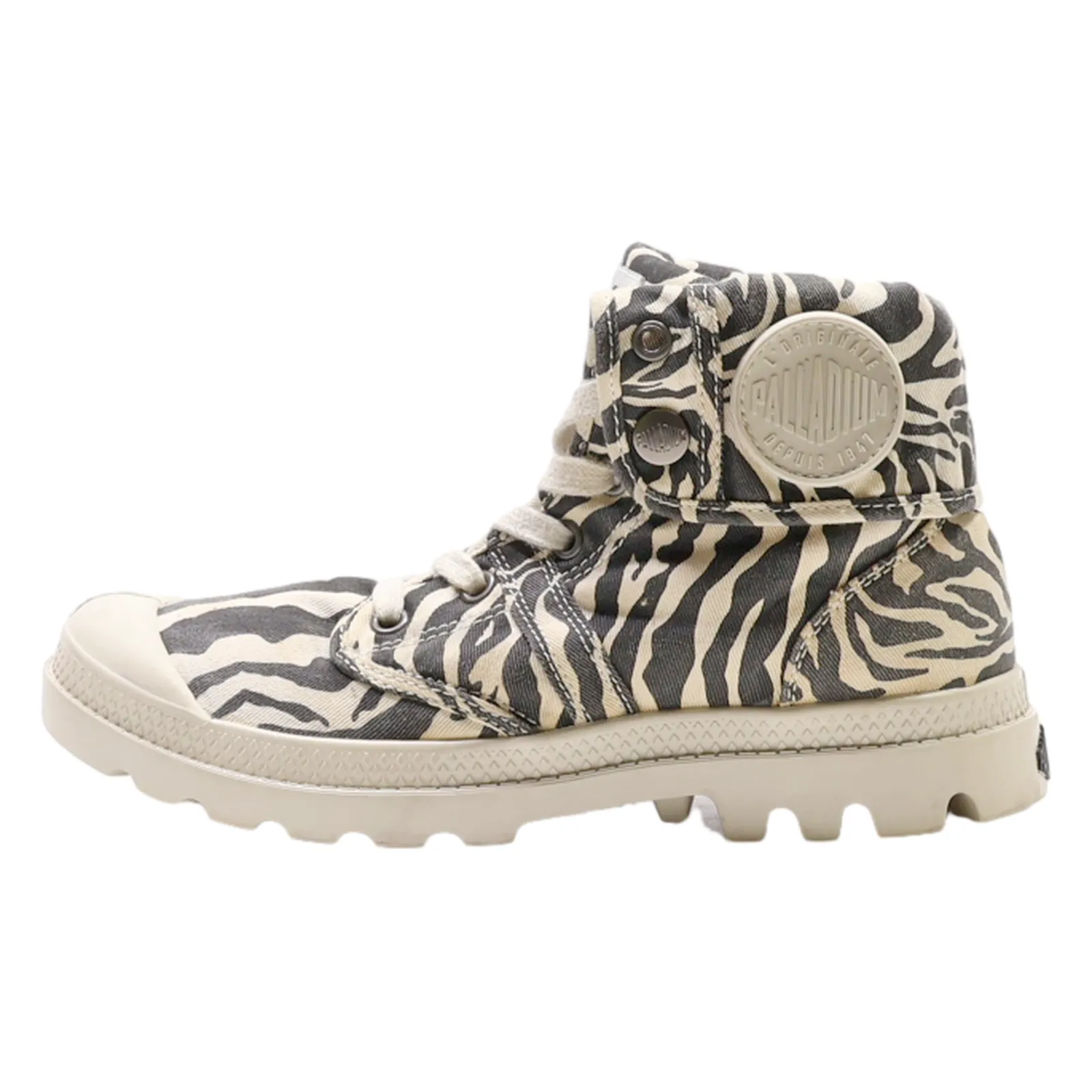 PALLADIUM Lace-Up Boots Cream Canvas Womens UK 4