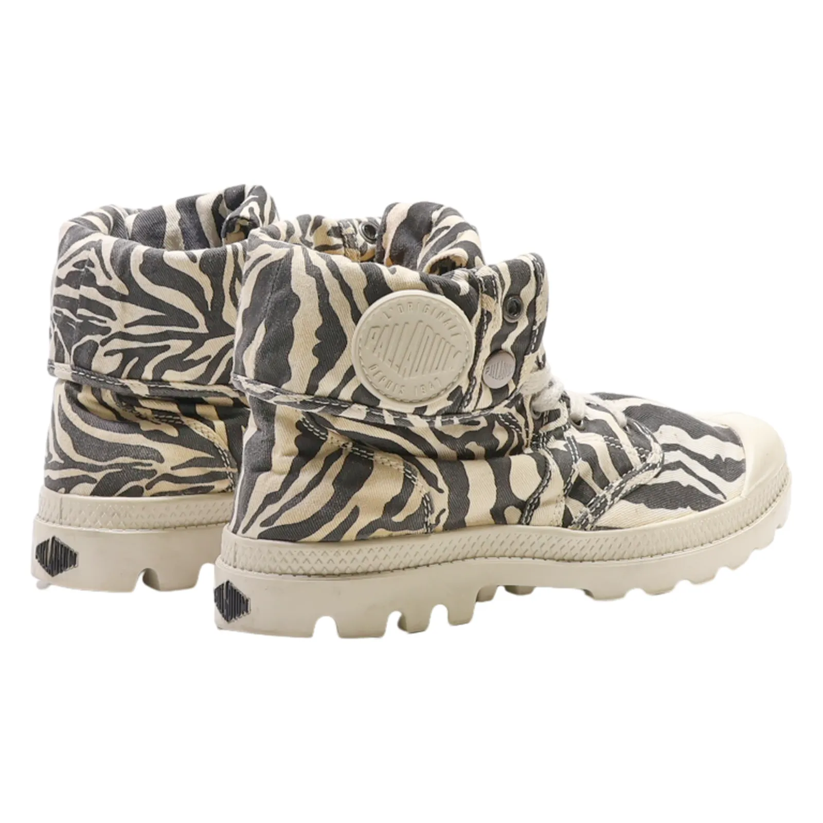 PALLADIUM Lace-Up Boots Cream Canvas Womens UK 4