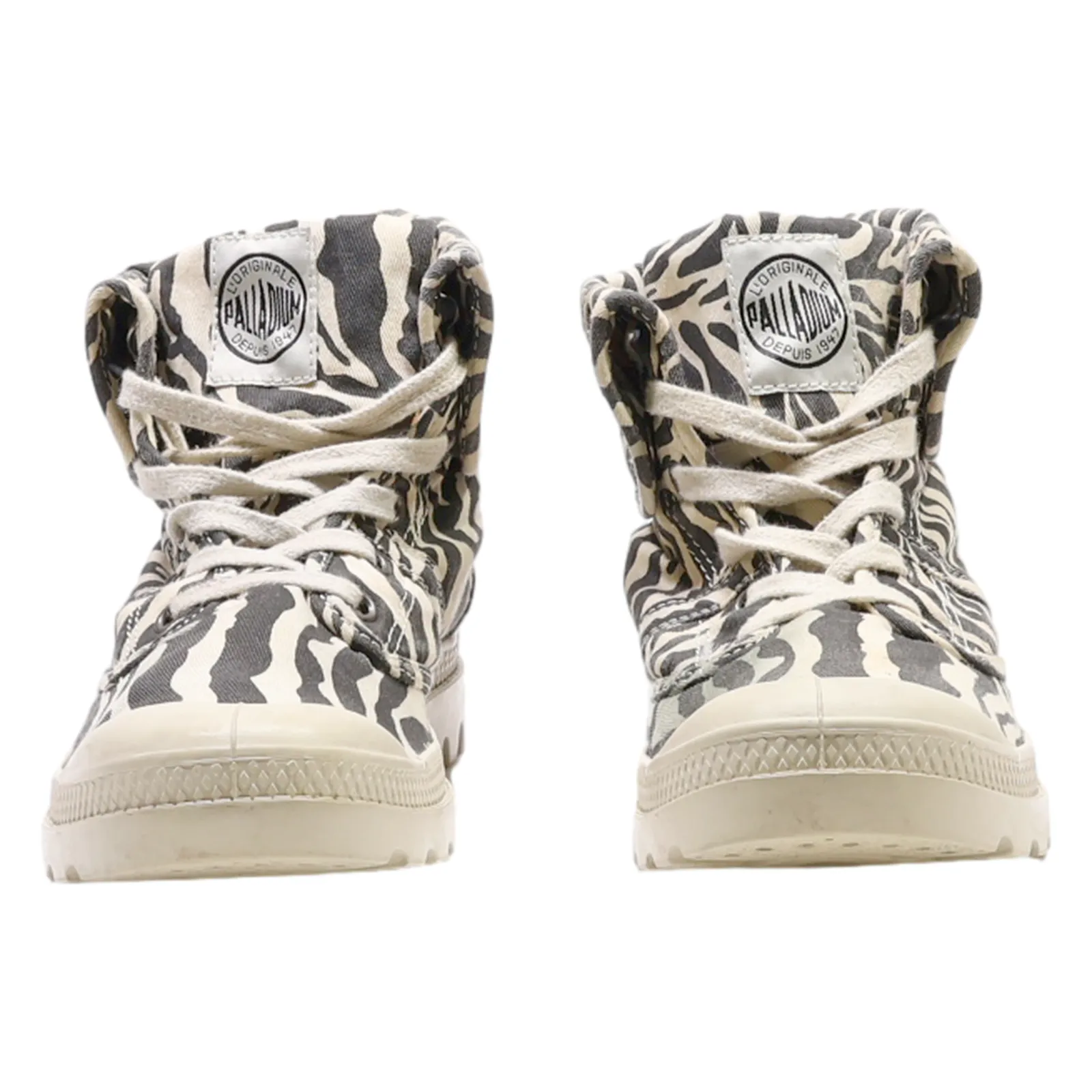 PALLADIUM Lace-Up Boots Cream Canvas Womens UK 4