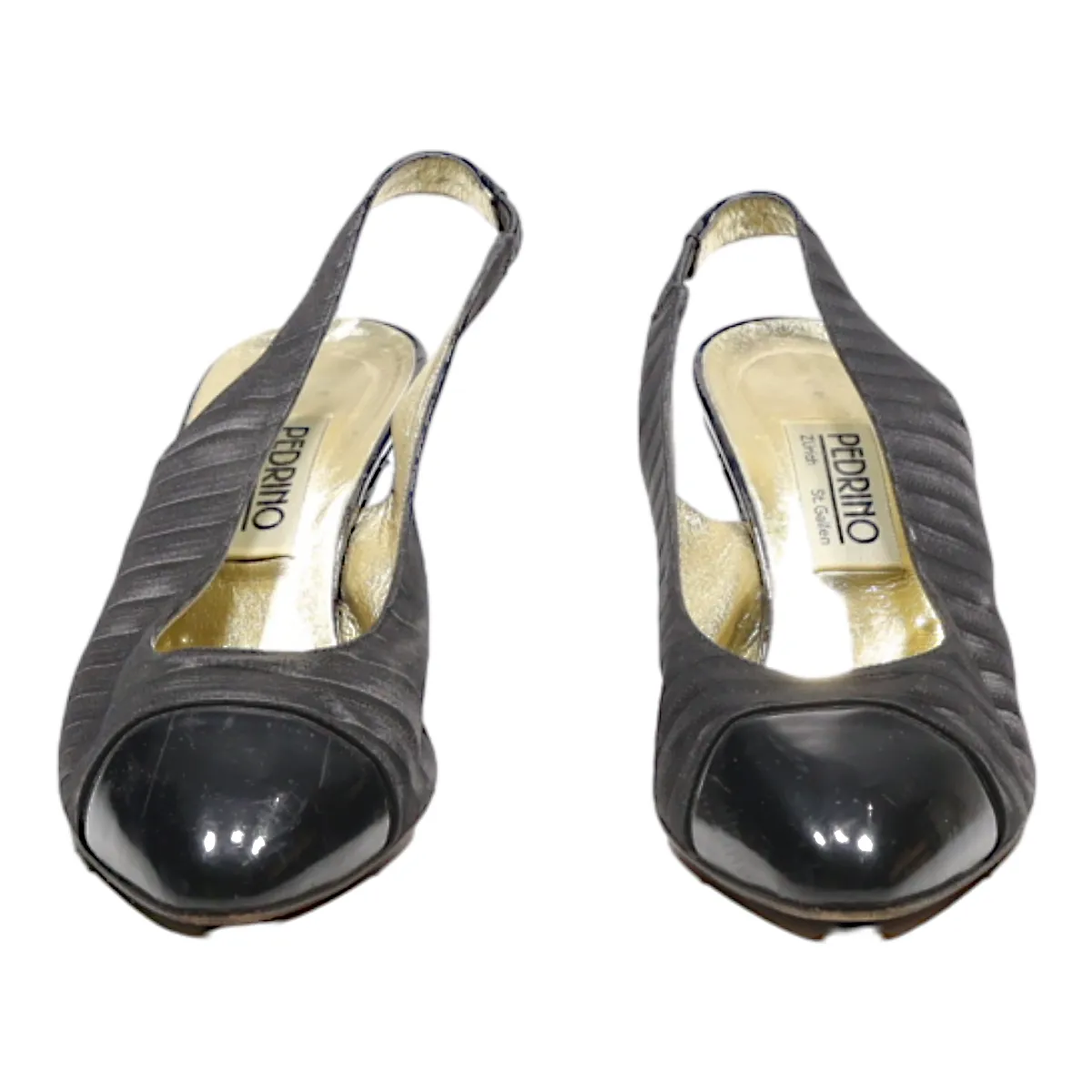 PEDRINO Slingback Heels Black Canvas Womens UK 5.5