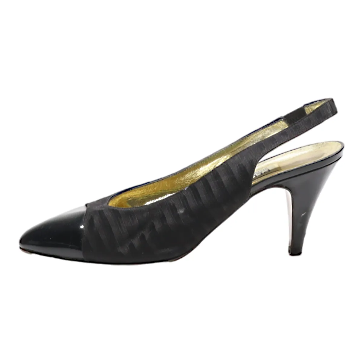 PEDRINO Slingback Heels Black Canvas Womens UK 5.5
