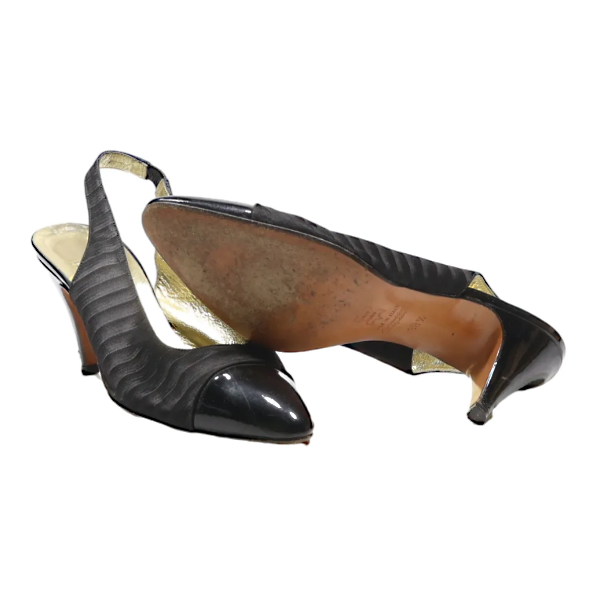 PEDRINO Slingback Heels Black Canvas Womens UK 5.5