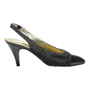 PEDRINO Slingback Heels Black Canvas Womens UK 5.5
