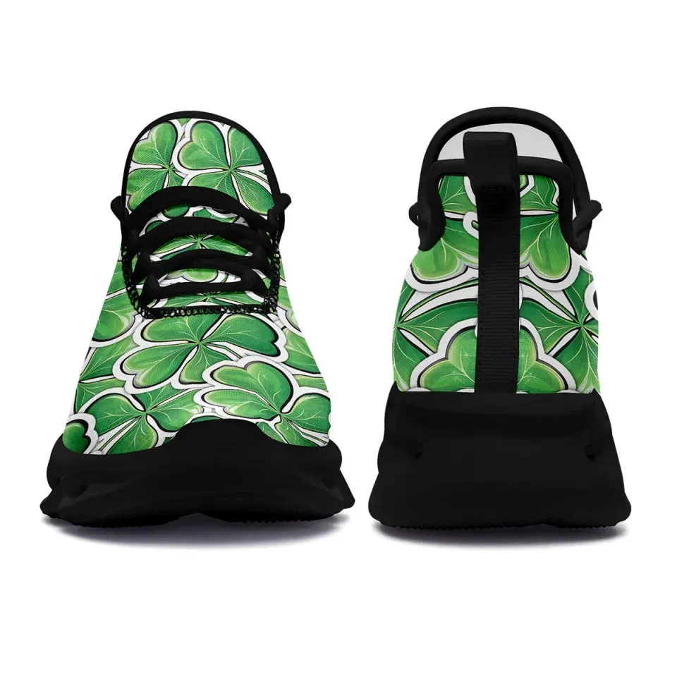 Personalized Unique Green and White Holiday Shoes, Custom Irish Spirit Sneakers, Stylish Unisex Shoes