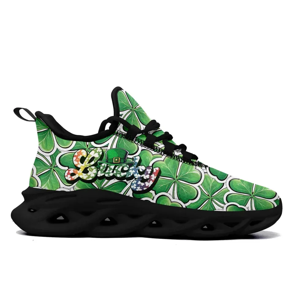 Personalized Unique Green and White Holiday Shoes, Custom Irish Spirit Sneakers, Stylish Unisex Shoes