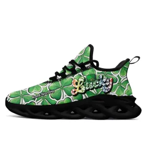 Personalized Unique Green and White Holiday Shoes, Custom Irish Spirit Sneakers, Stylish Unisex Shoes