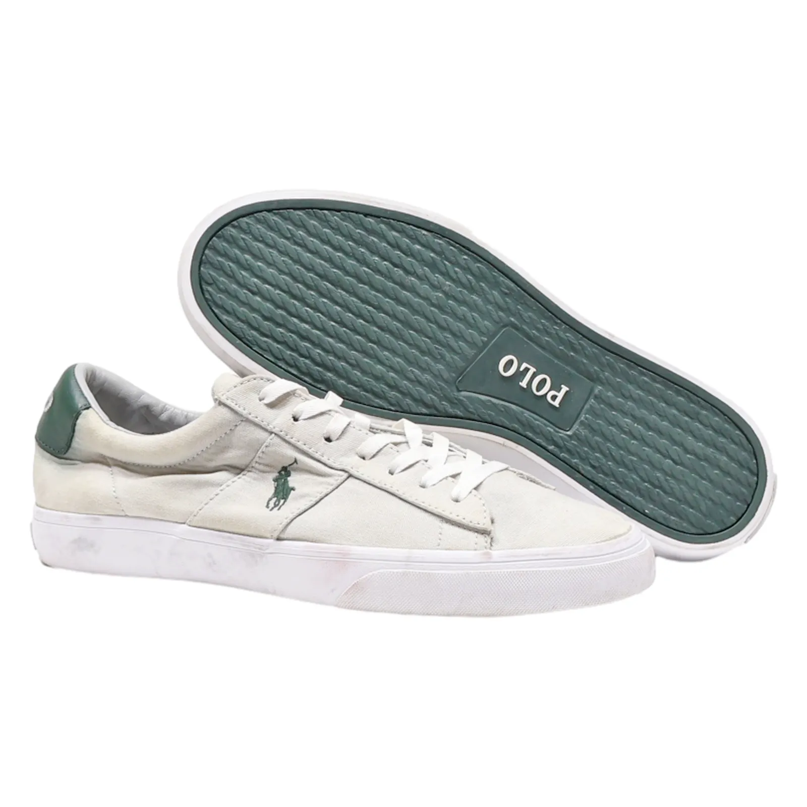 POLO RALPH LAUREN Low Top Trainers Grey Canvas Mens UK 8
