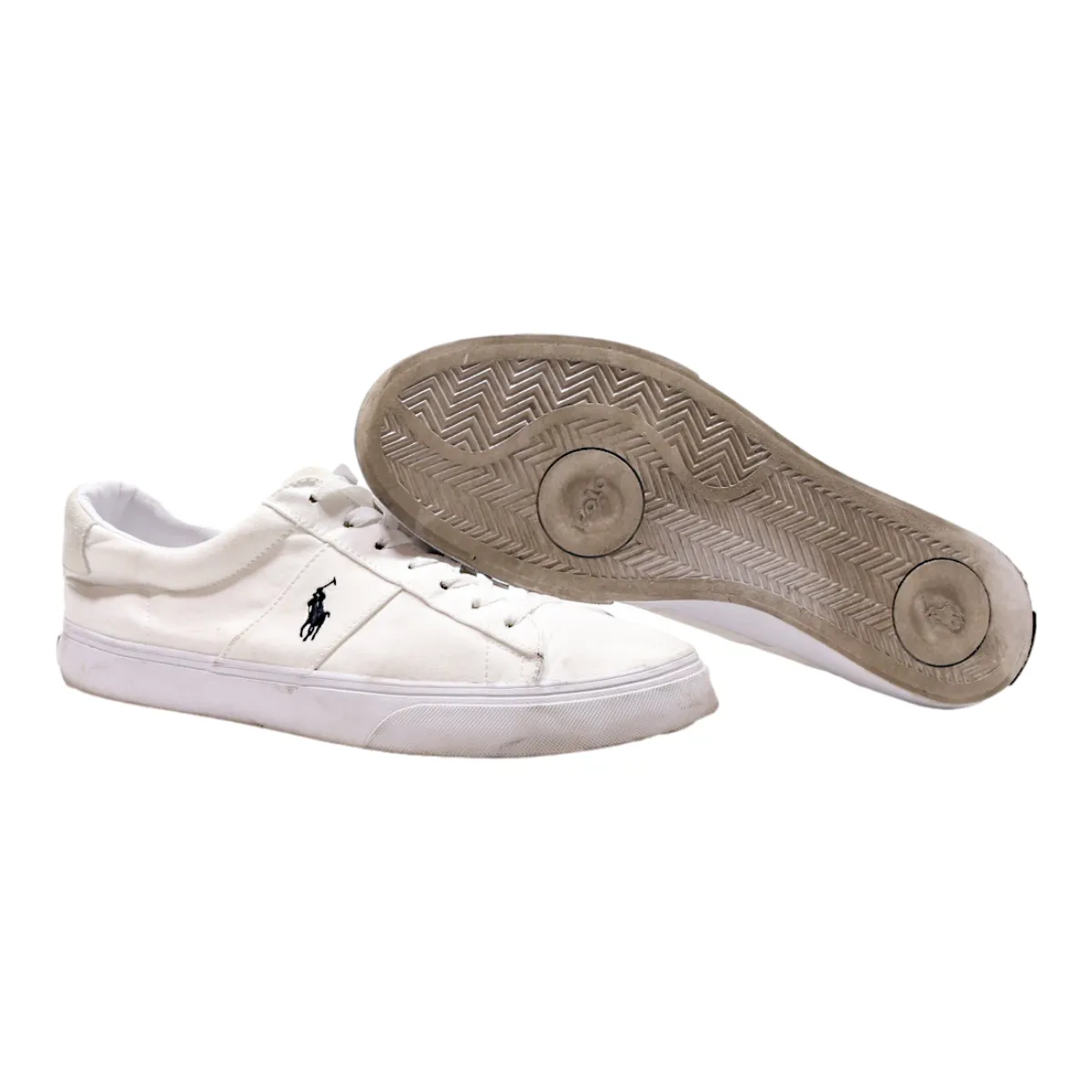 POLO SPORT RALPH LAUREN Low Top Trainers White Canvas Mens UK 10