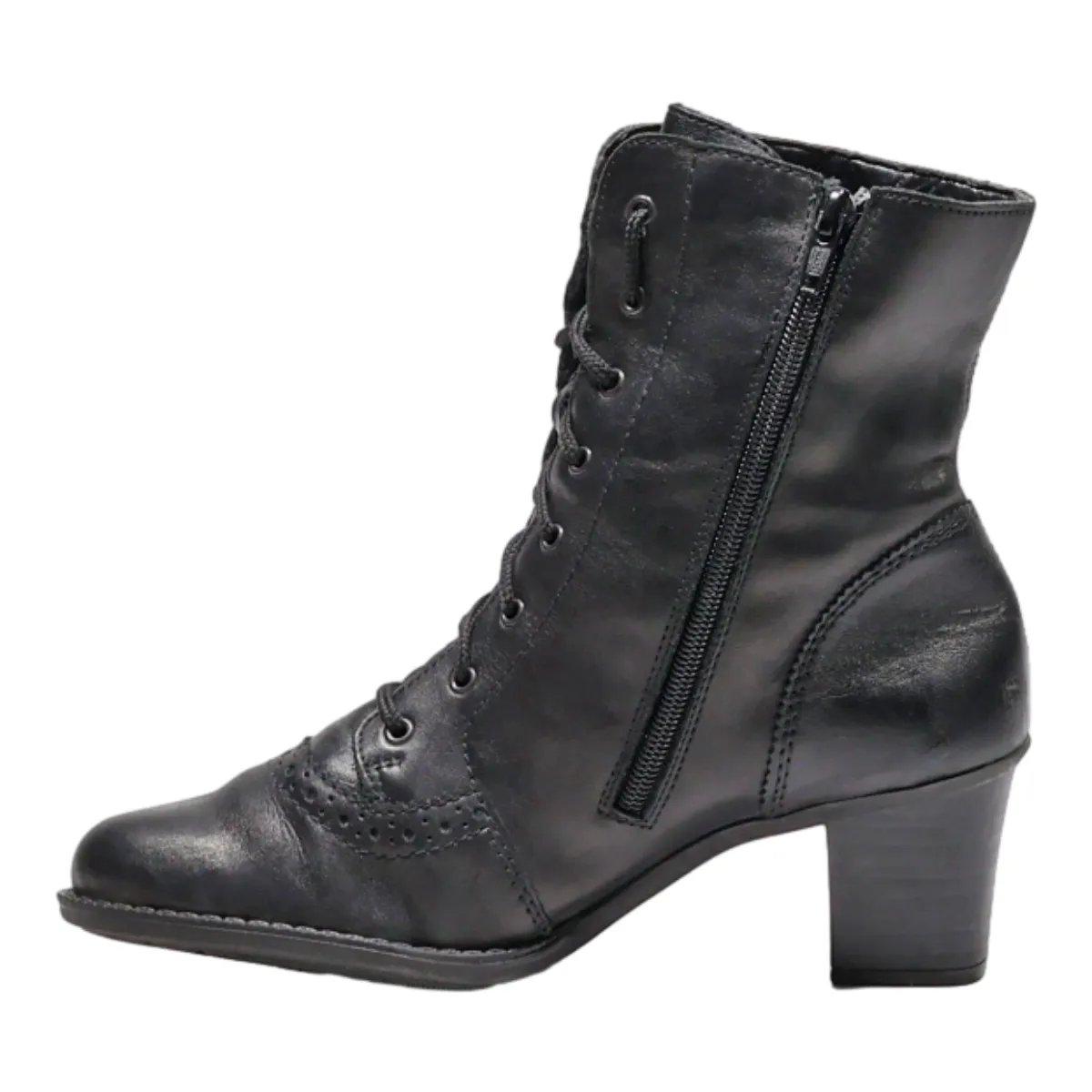 RIEKER Lace-Up Boots Black Canvas Womens UK 4