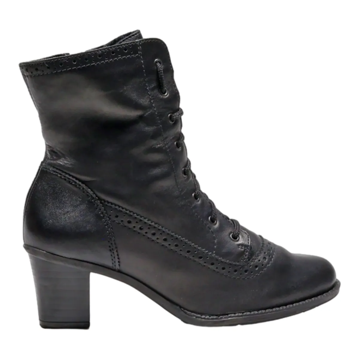 RIEKER Lace-Up Boots Black Canvas Womens UK 4