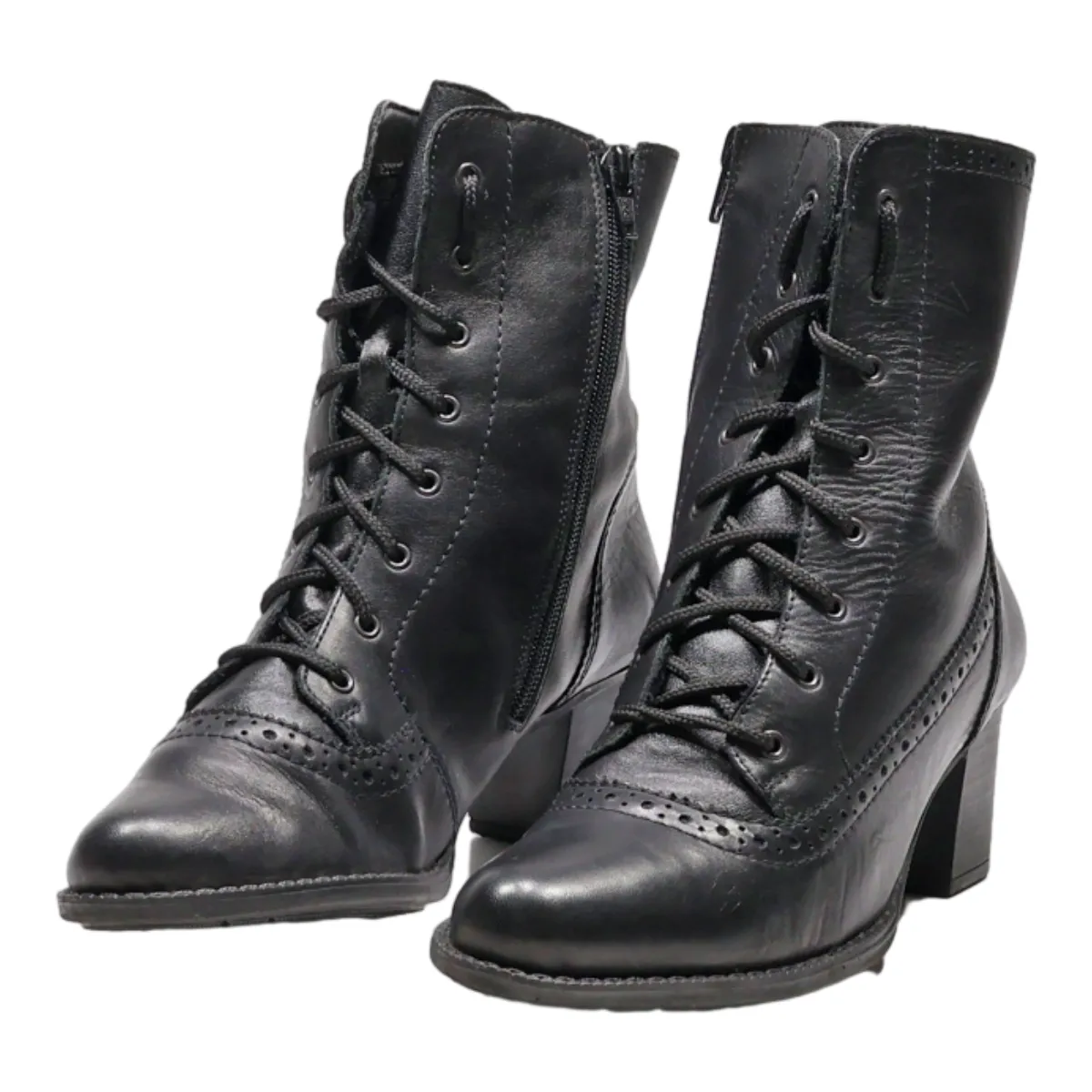 RIEKER Lace-Up Boots Black Canvas Womens UK 4