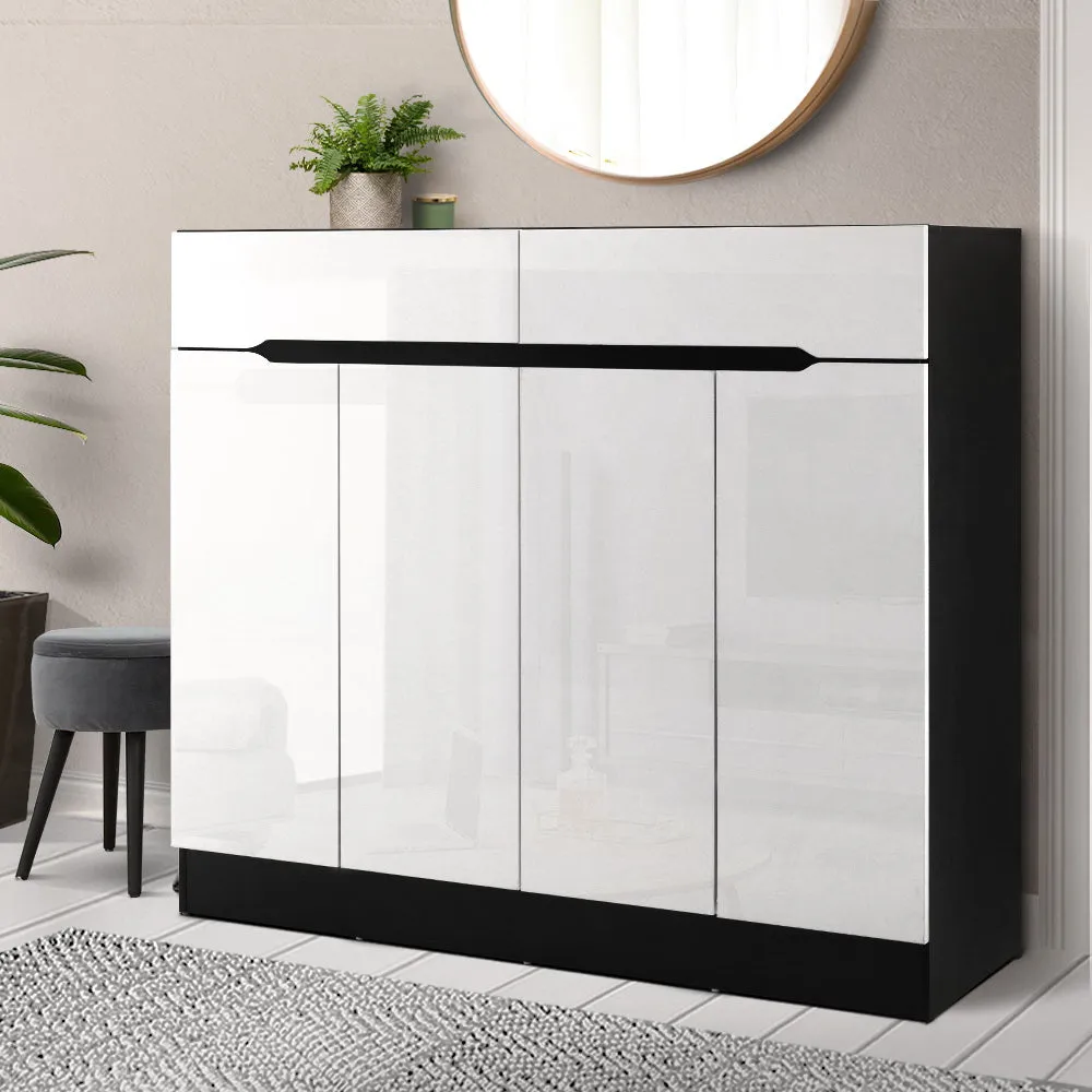 Shoe Cabinet 120cm High Gloss Storage Rack Cupboard Shelf Drawers