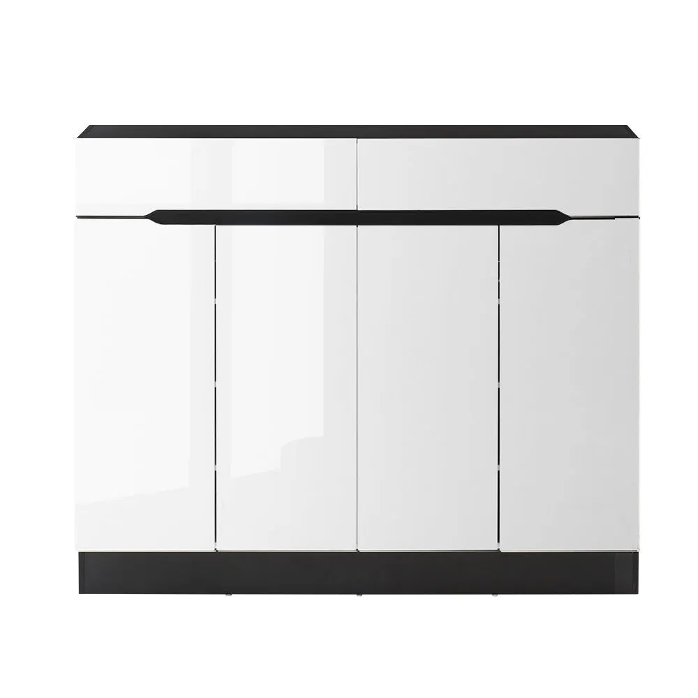 Shoe Cabinet 120cm High Gloss Storage Rack Cupboard Shelf Drawers