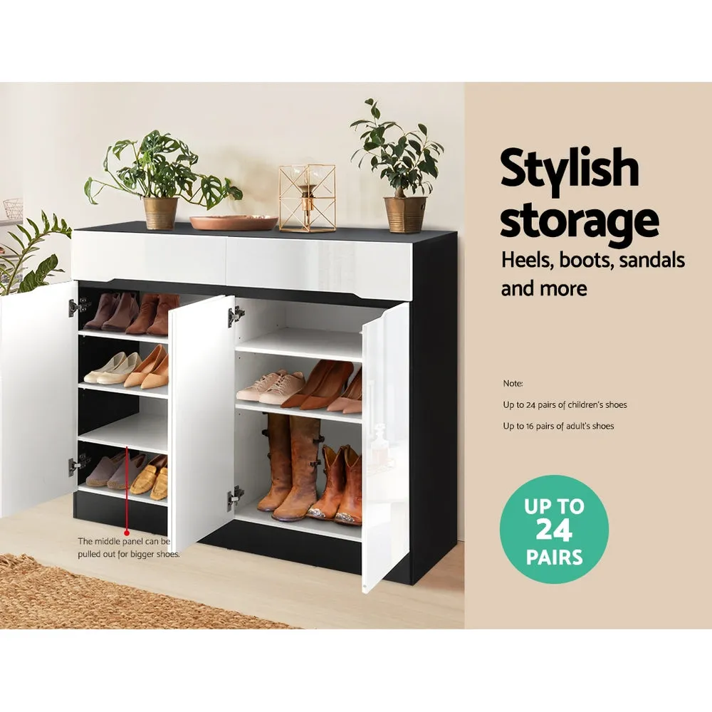 Shoe Cabinet 120cm High Gloss Storage Rack Cupboard Shelf Drawers