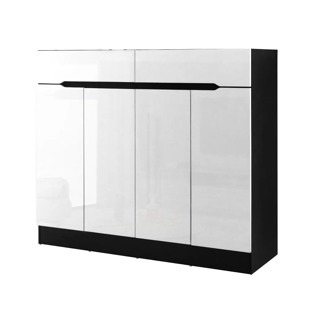 Shoe Cabinet 120cm High Gloss Storage Rack Cupboard Shelf Drawers