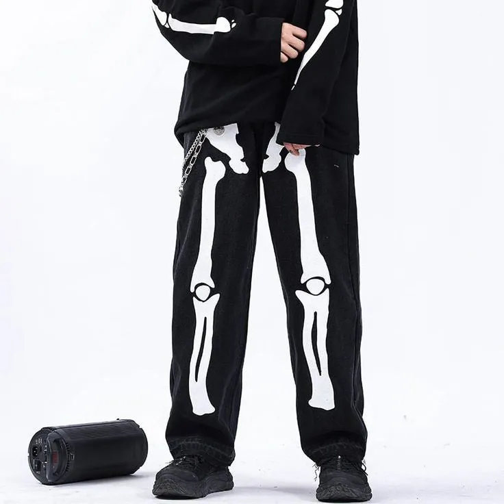 Skeleton Printed Baggy Track For Mens