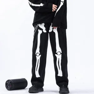 Skeleton Printed Baggy Track For Mens