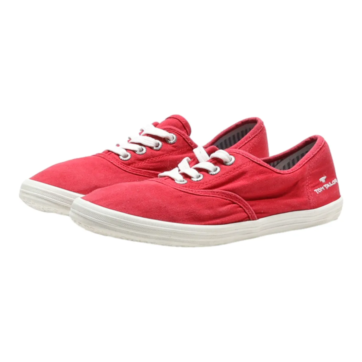 TOM TAILOR Low Top Trainers Red Canvas Womens UK 4