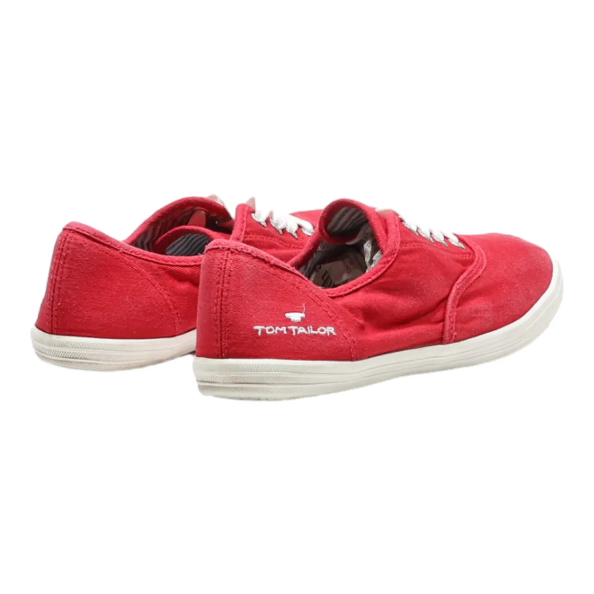 TOM TAILOR Low Top Trainers Red Canvas Womens UK 4