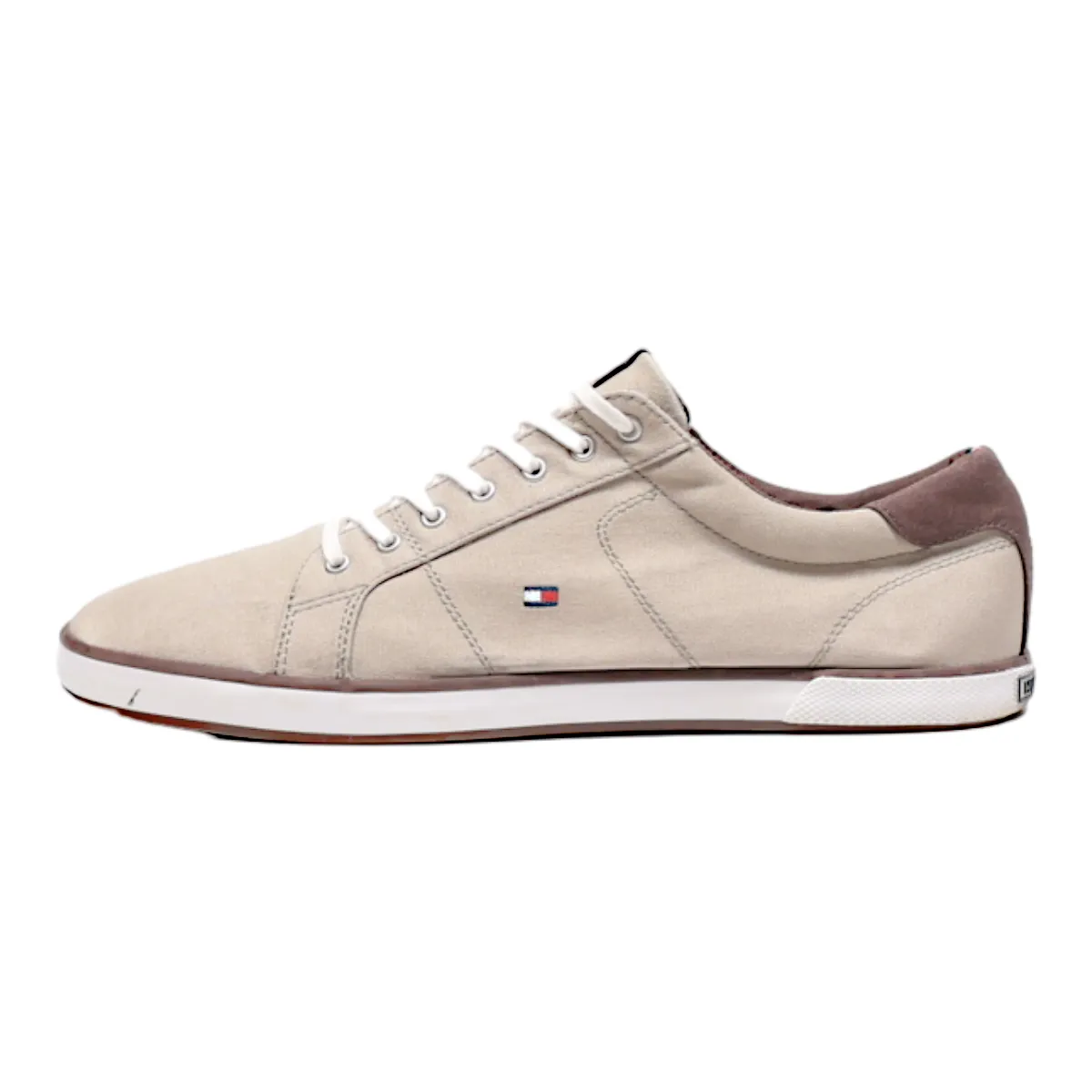 TOMMY HILFIGER Low Top Trainers Beige Canvas Mens UK 10