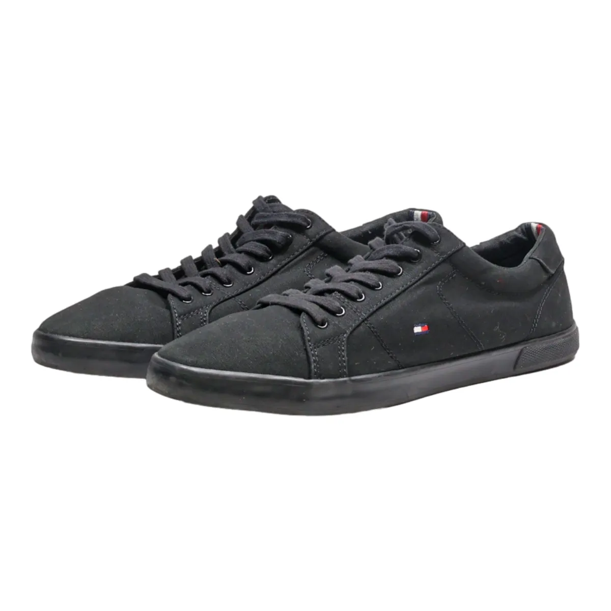 TOMMY HILFIGER Low Top Trainers Black Canvas Mens UK 10