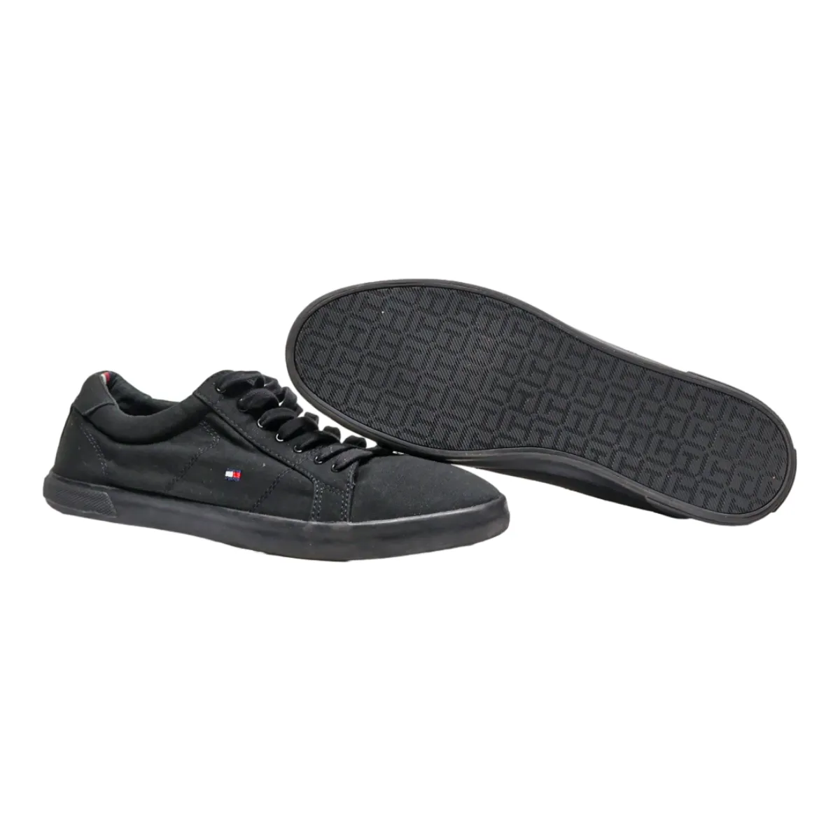 TOMMY HILFIGER Low Top Trainers Black Canvas Mens UK 10
