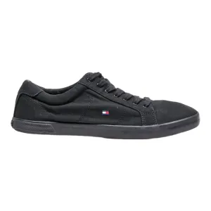 TOMMY HILFIGER Low Top Trainers Black Canvas Mens UK 10
