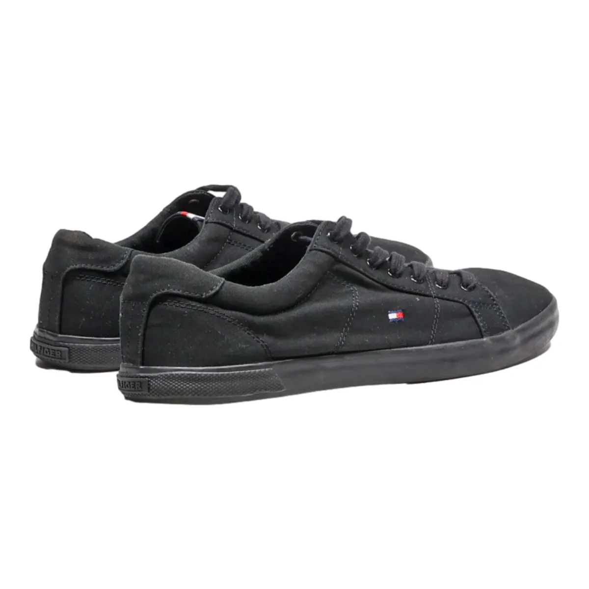 TOMMY HILFIGER Low Top Trainers Black Canvas Mens UK 10
