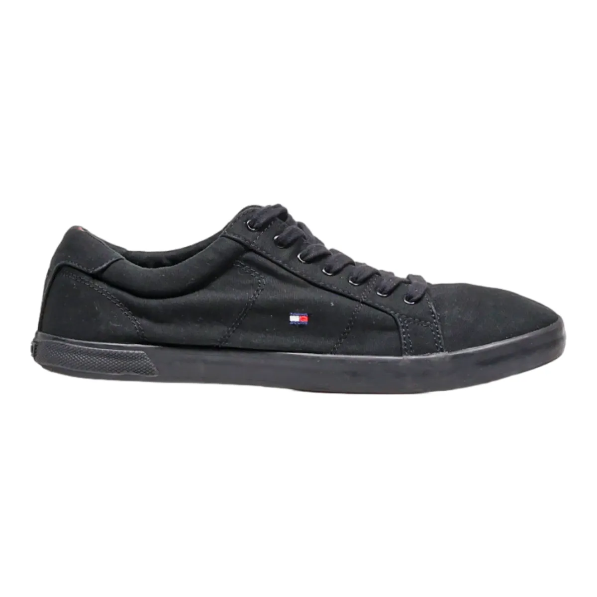 TOMMY HILFIGER Low Top Trainers Black Canvas Mens UK 10