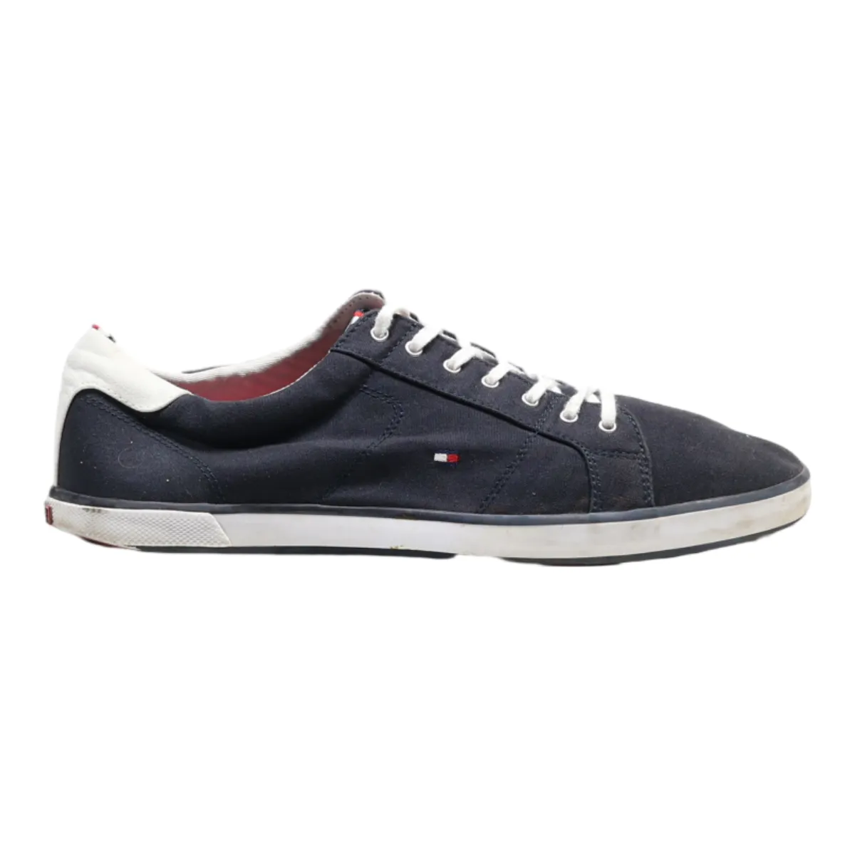 TOMMY HILFIGER Low Top Trainers Black Canvas Mens UK 12