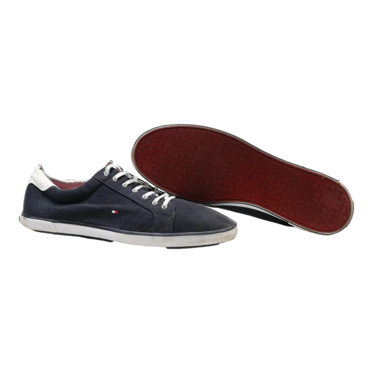 TOMMY HILFIGER Low Top Trainers Black Canvas Mens UK 12