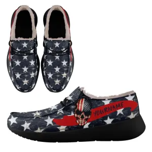 Unique Gift,Personalized Flag Sneakers, Custom Patriotic Fur Lining Loafer Shoes, Best Gift for Vateran.FN042-24020295-2b