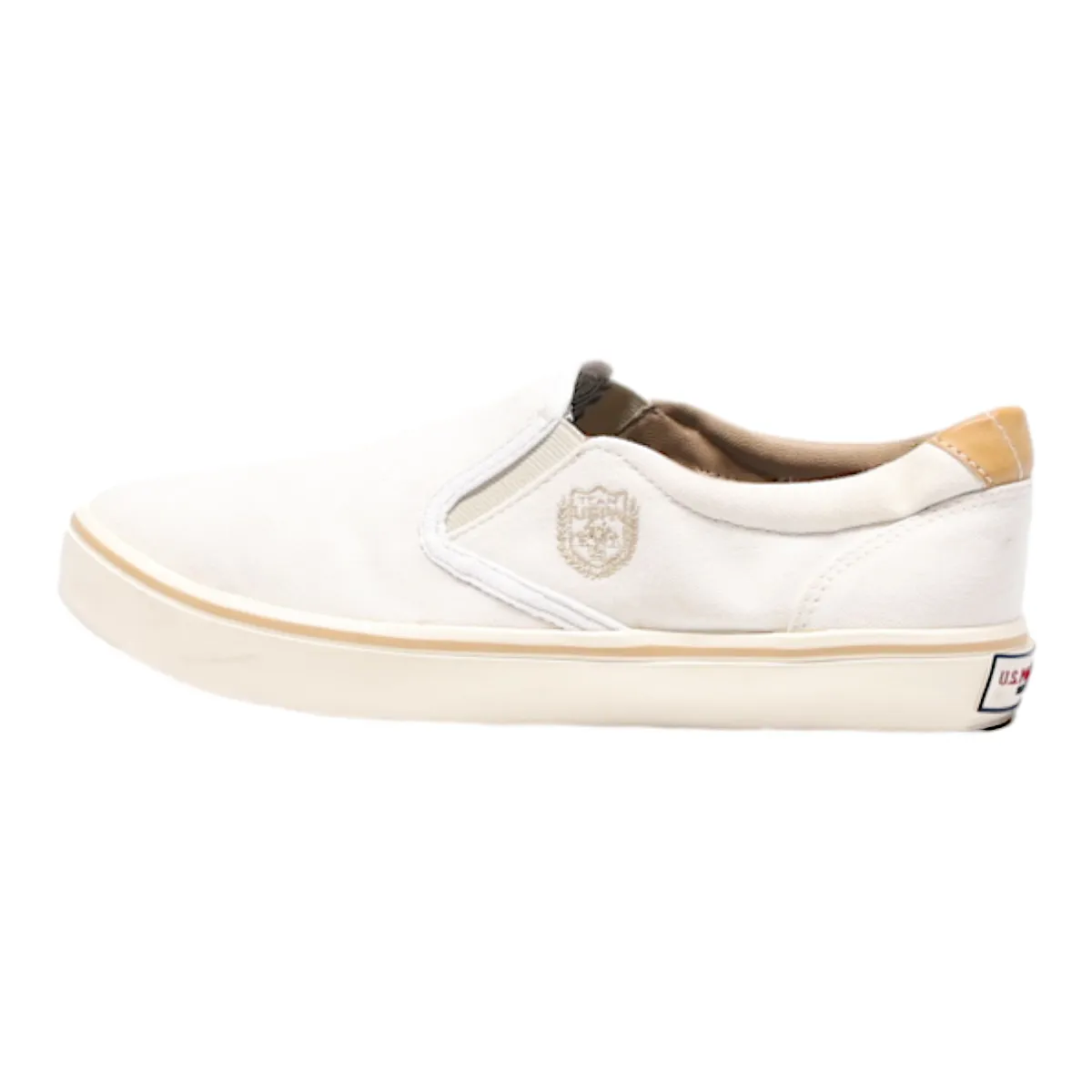 U.S. POLO ASSN Low Top Trainers White Canvas Womens UK 5.5