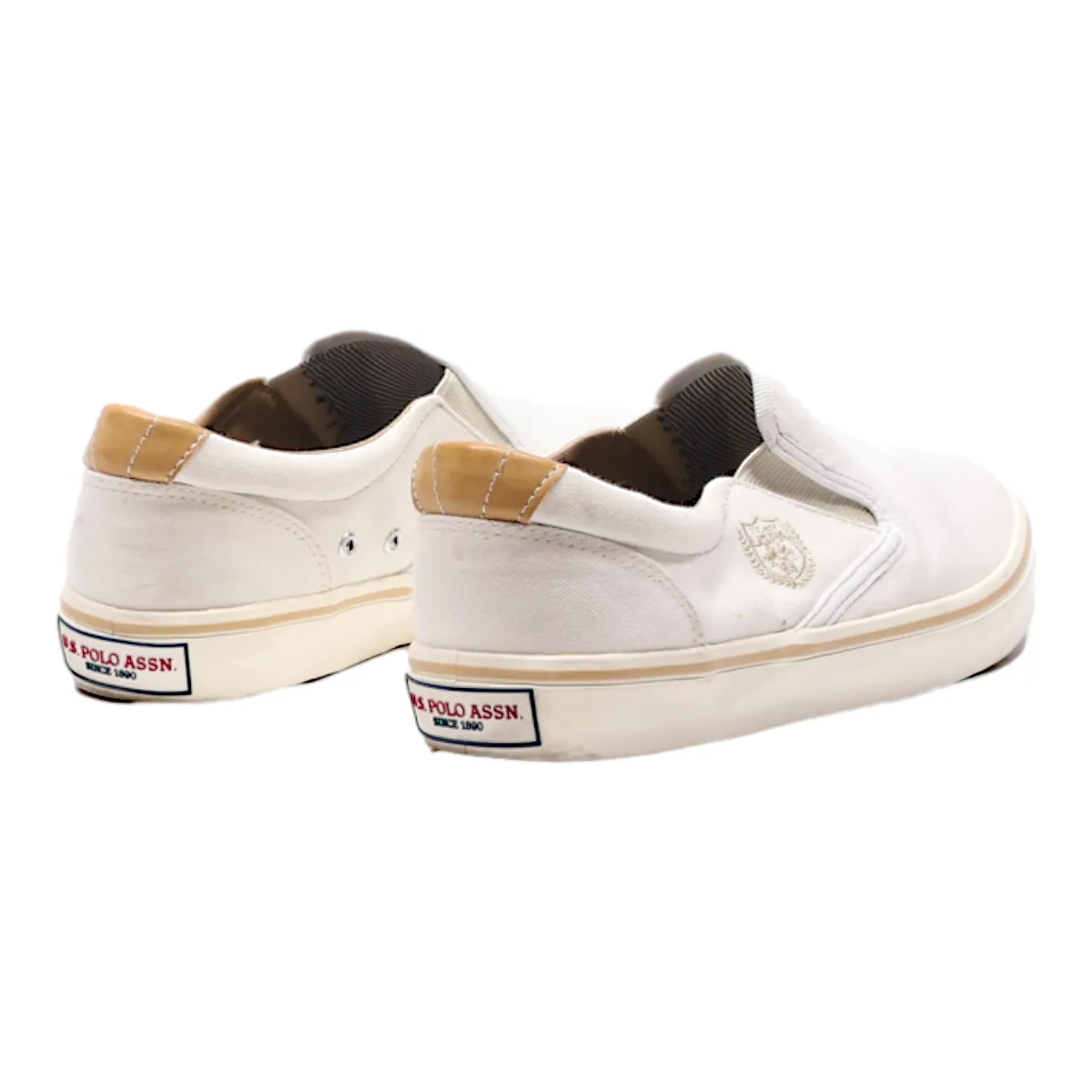 U.S. POLO ASSN Low Top Trainers White Canvas Womens UK 5.5