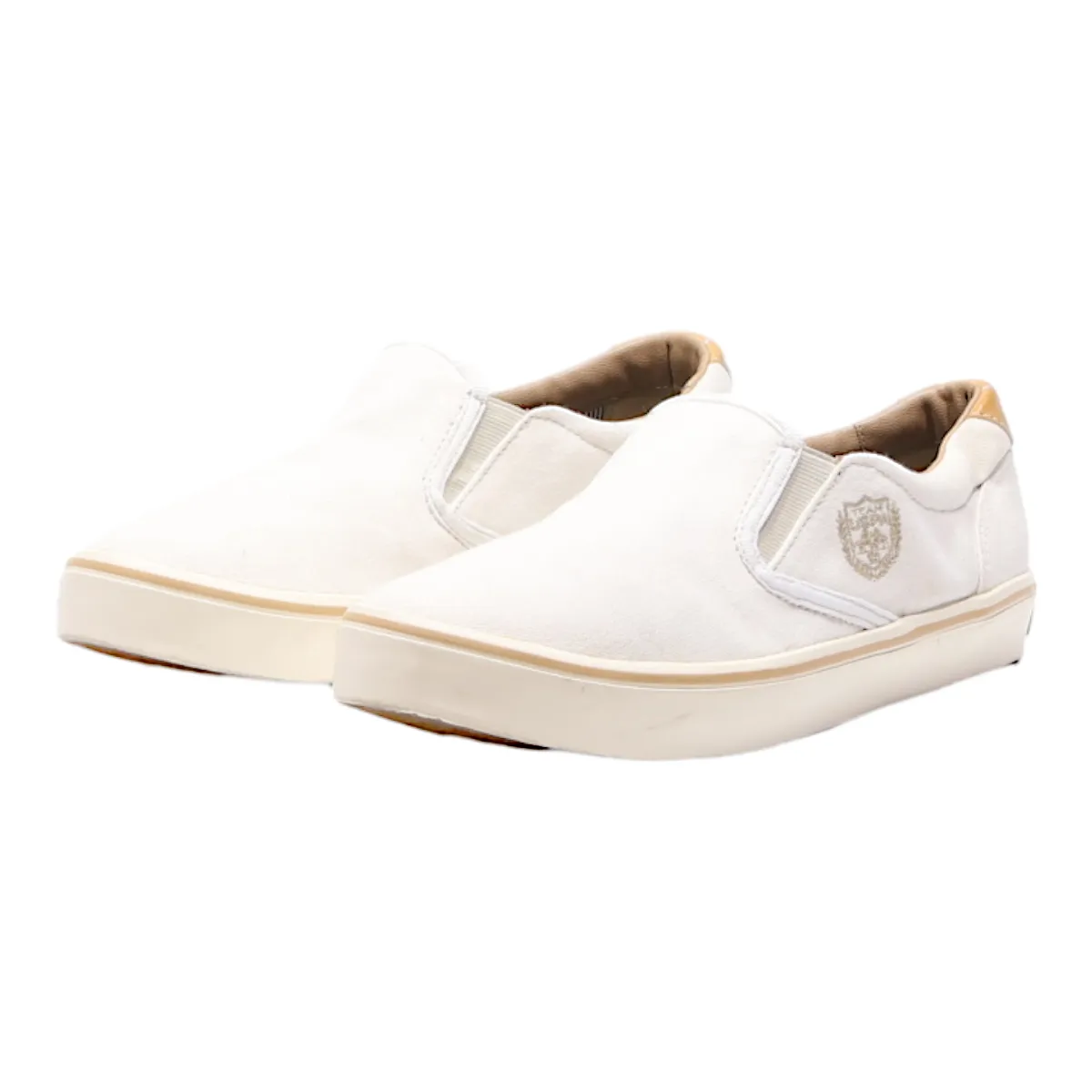 U.S. POLO ASSN Low Top Trainers White Canvas Womens UK 5.5
