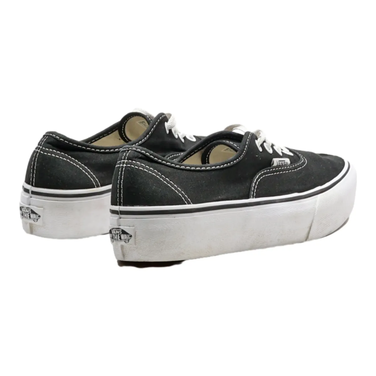 VANS Authentic Platform Trainers Black Canvas Womens UK 4