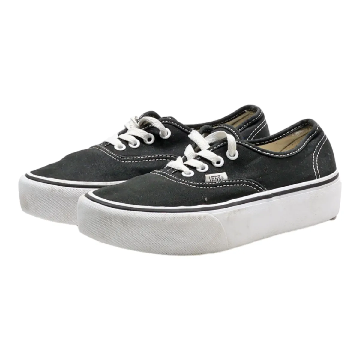 VANS Authentic Platform Trainers Black Canvas Womens UK 4