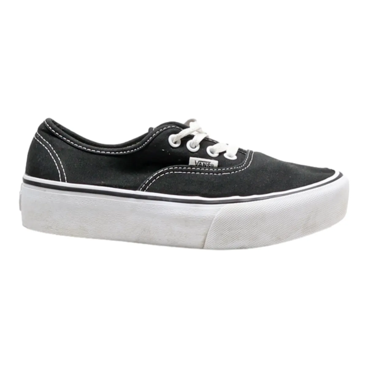 VANS Authentic Platform Trainers Black Canvas Womens UK 4