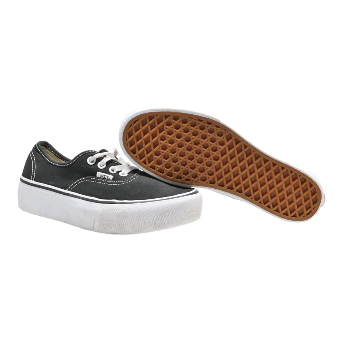 VANS Authentic Platform Trainers Black Canvas Womens UK 4