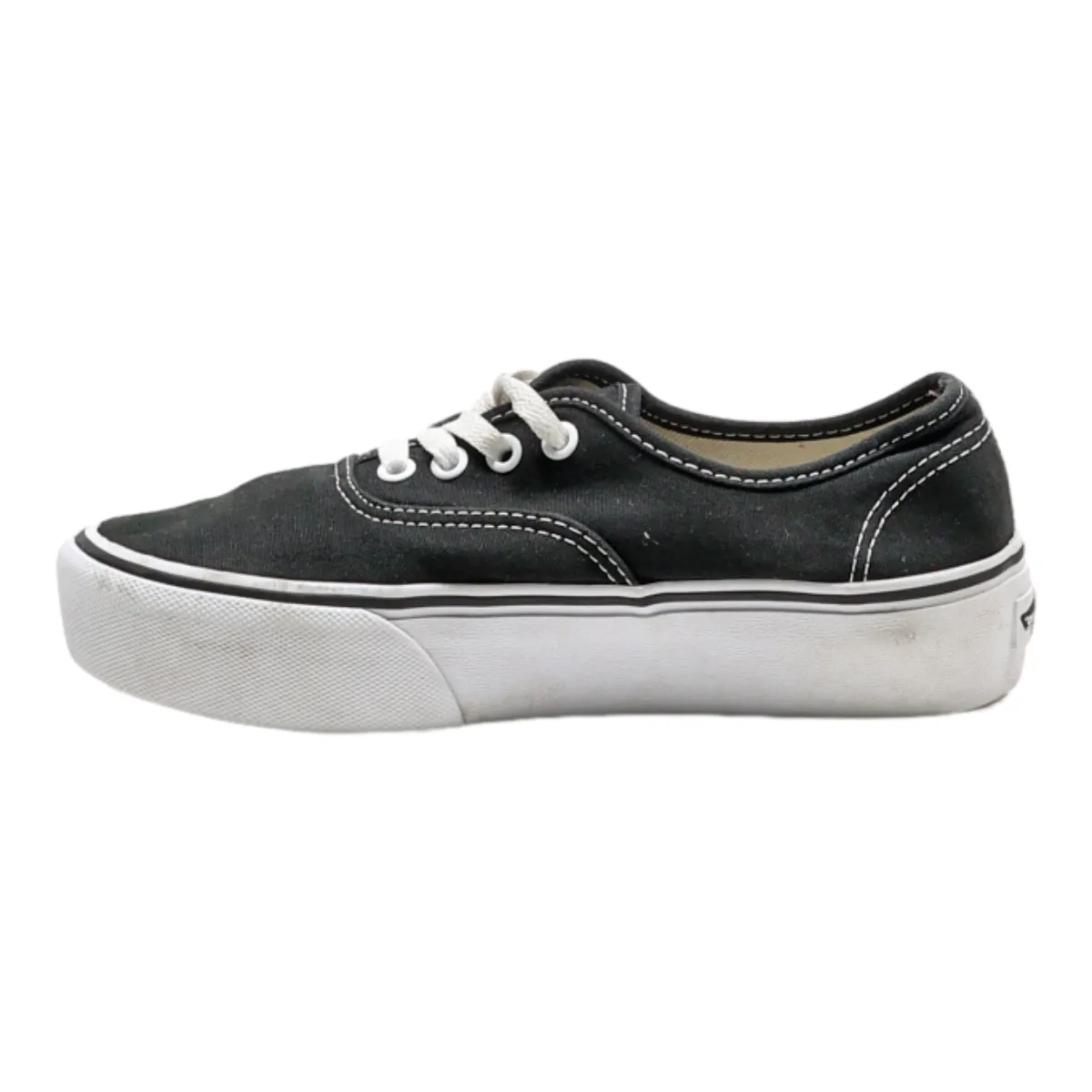 VANS Authentic Platform Trainers Black Canvas Womens UK 4